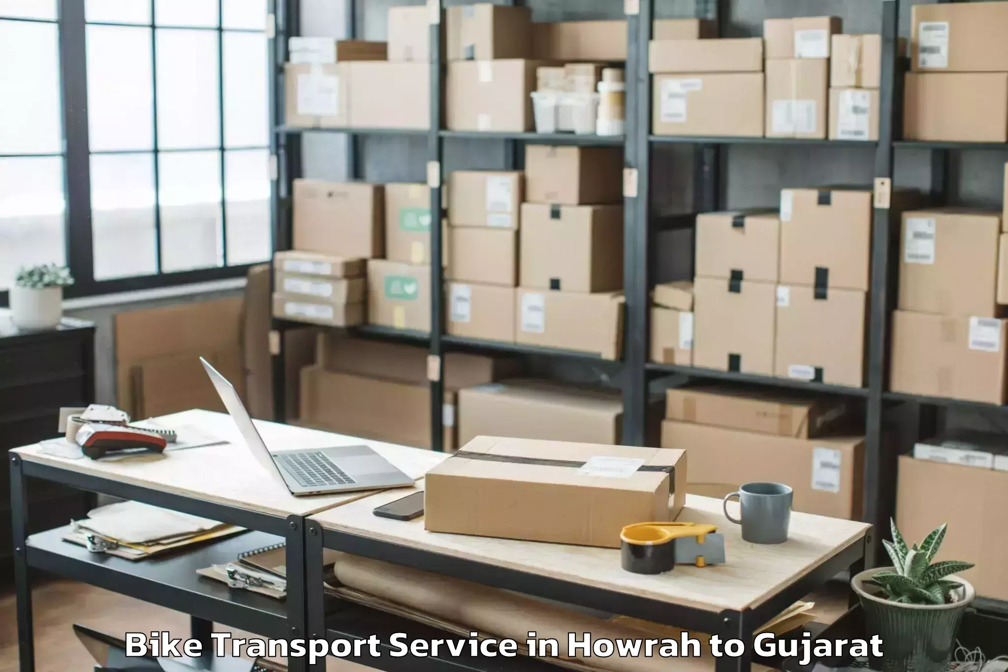 Top Howrah to Dediapada Bike Transport Available